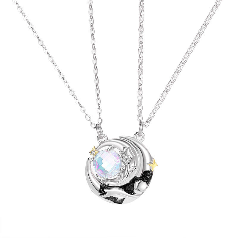 SUN AND MOON NECKLACE(925 sterling silver)