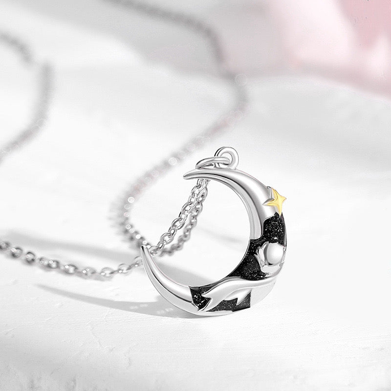 SUN AND MOON NECKLACE(925 sterling silver)