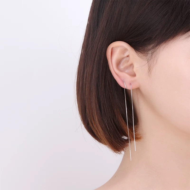 LONG THREADER EARRINGS (S925 SILVER)