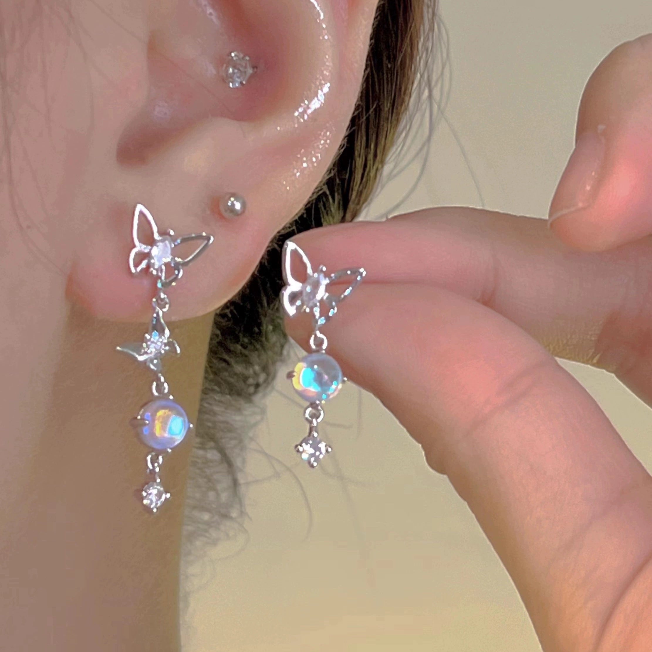 MOONSTONE BUTTERFLY EARRINGS