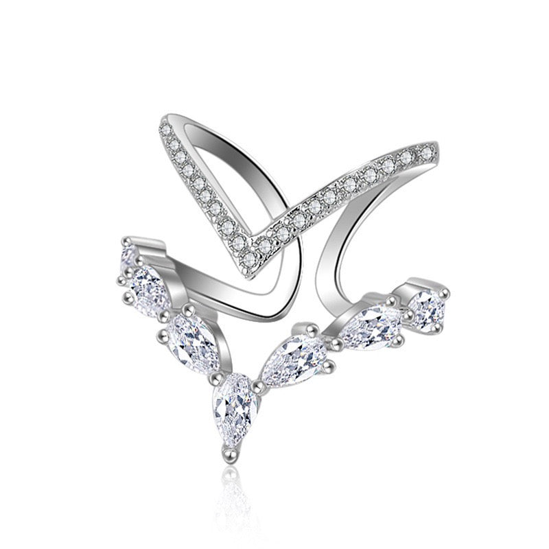 V DIAMOND RING(925 STERLING SILVER)