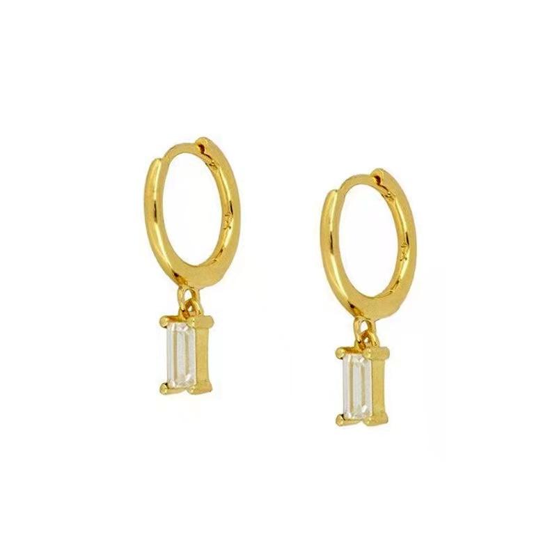 DANGLE BAGUETTE HOOP EARRINGS - STAY FANCY