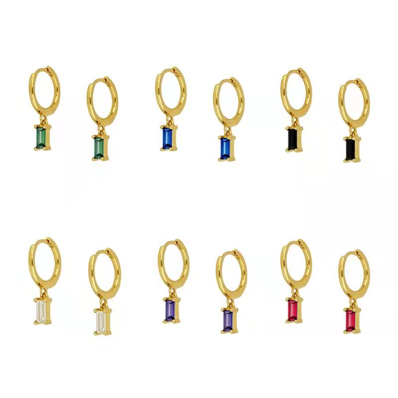DANGLE BAGUETTE HOOP EARRINGS - STAY FANCY