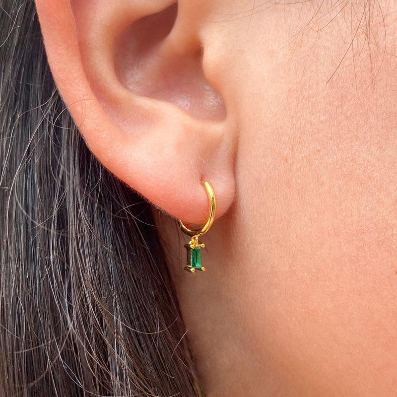 DANGLE BAGUETTE HOOP EARRINGS - STAY FANCY