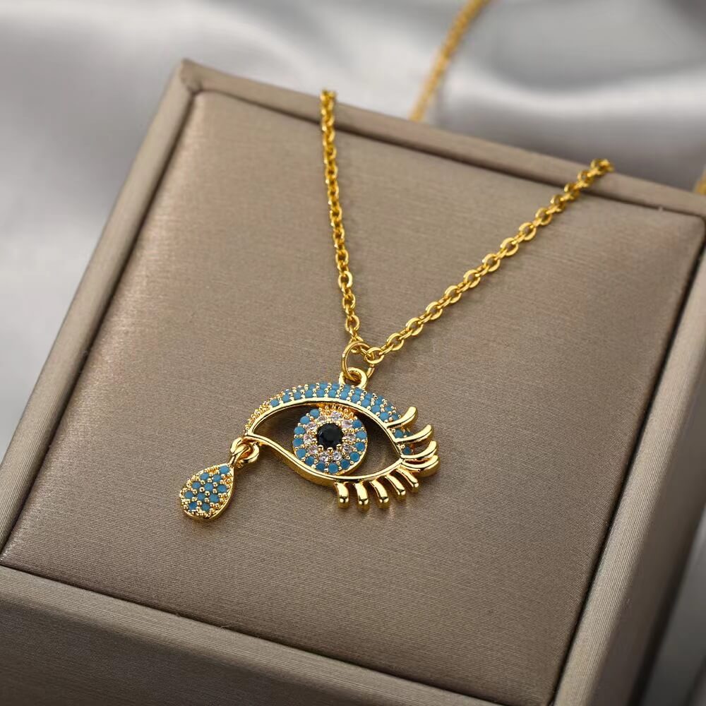 DIAMOND EVIL EYE NECKLACE - STAY FANCY