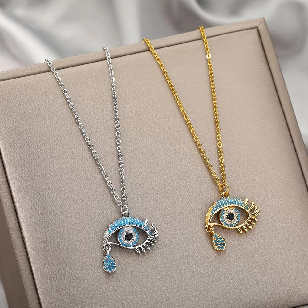 DIAMOND EVIL EYE NECKLACE - STAY FANCY