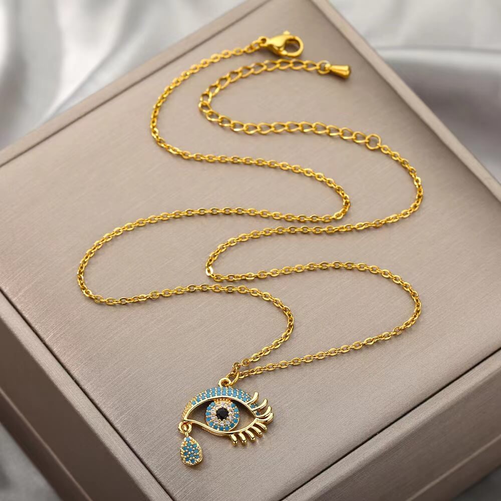 DIAMOND EVIL EYE NECKLACE - STAY FANCY