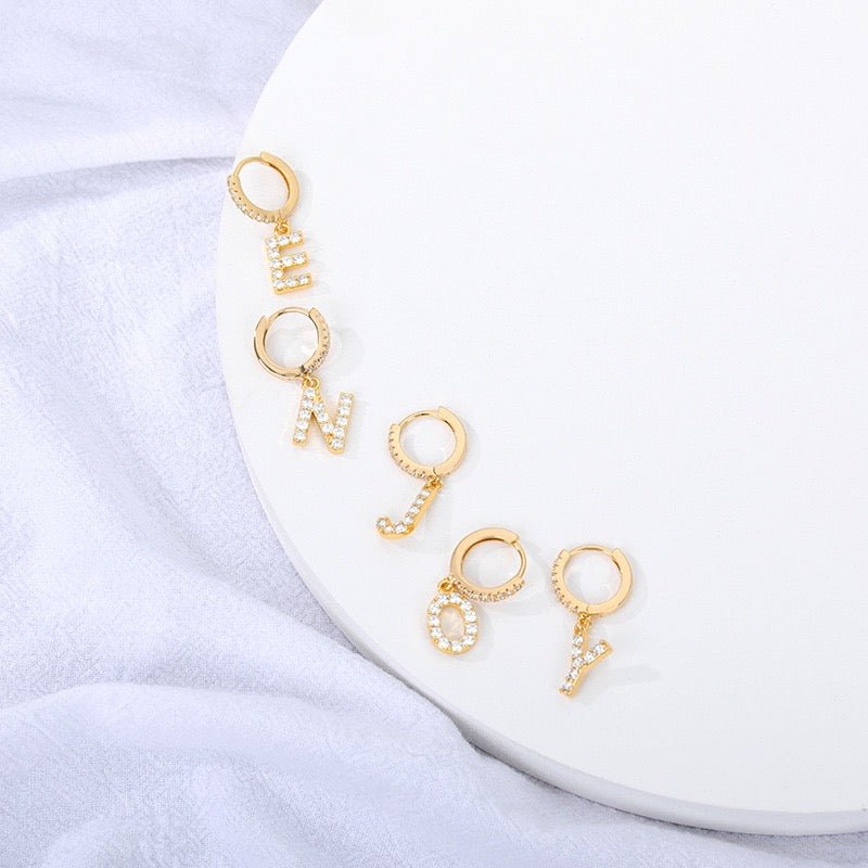 DIAMOND INITIAL EARRINGS - STAY FANCY