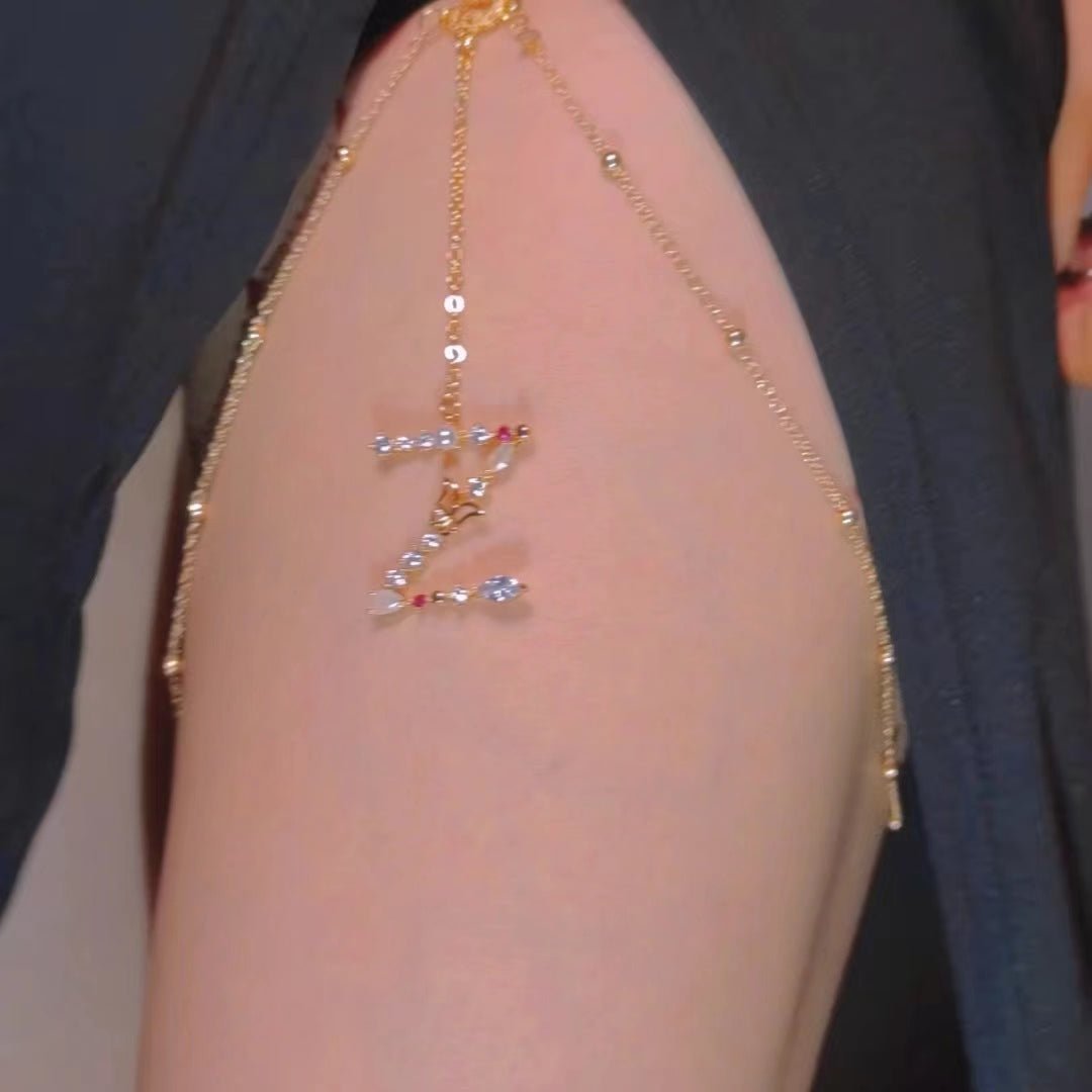 DIAMOND INITIAL LEG CHAIN - STAY FANCY