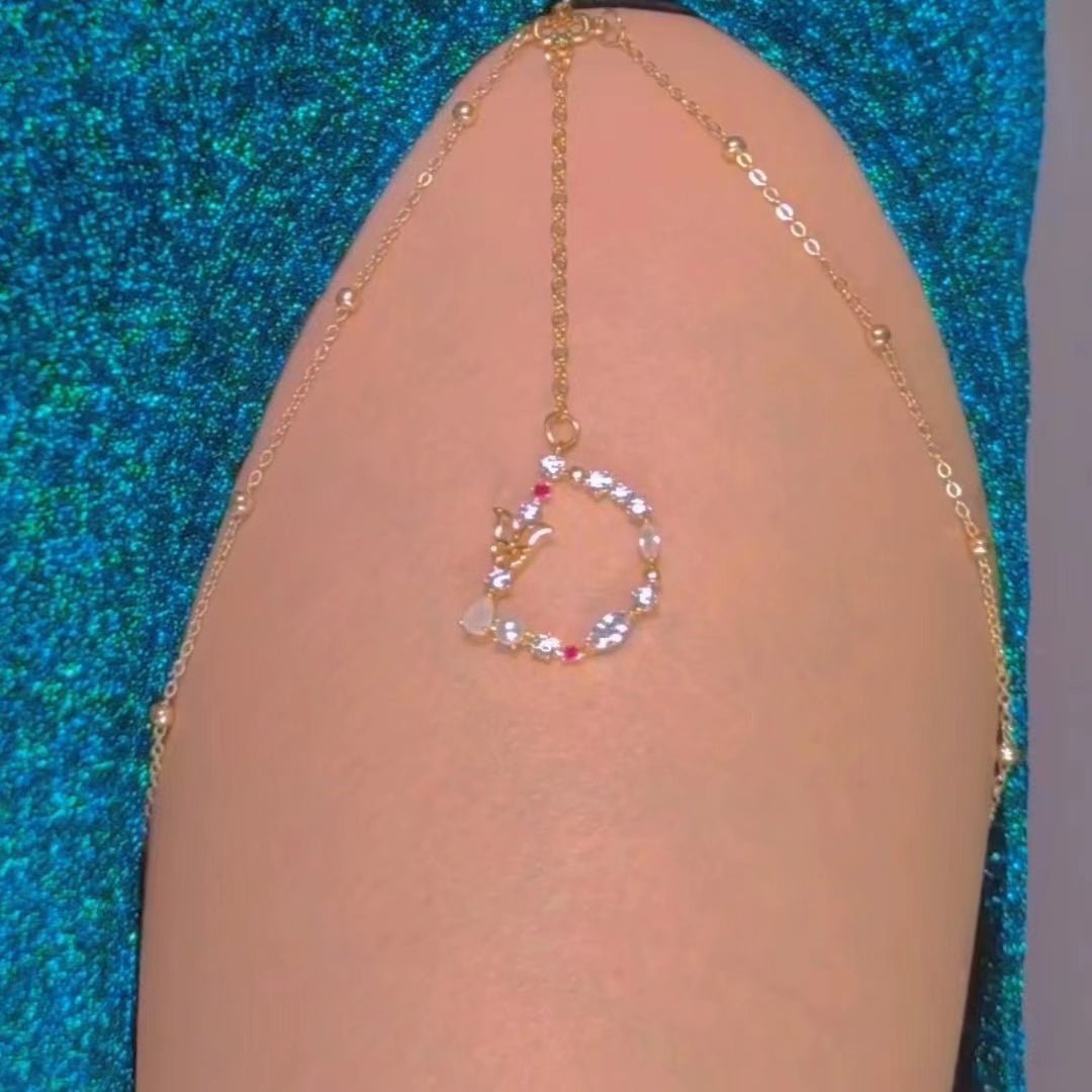 DIAMOND INITIAL LEG CHAIN - STAY FANCY