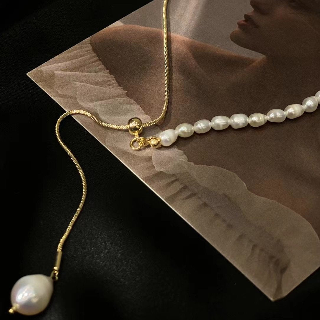 GOLD PEARL NECKLACE - STAY FANCY