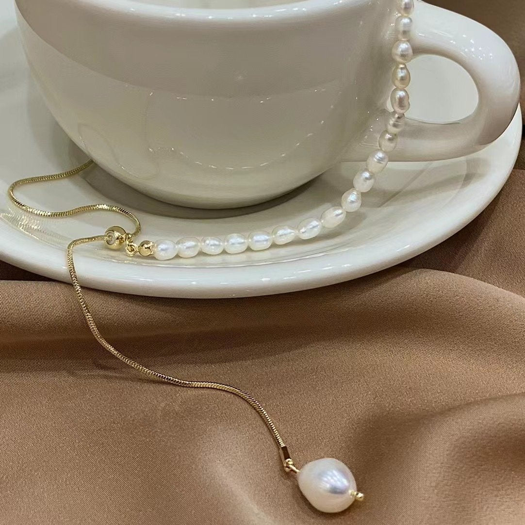 GOLD PEARL NECKLACE - STAY FANCY