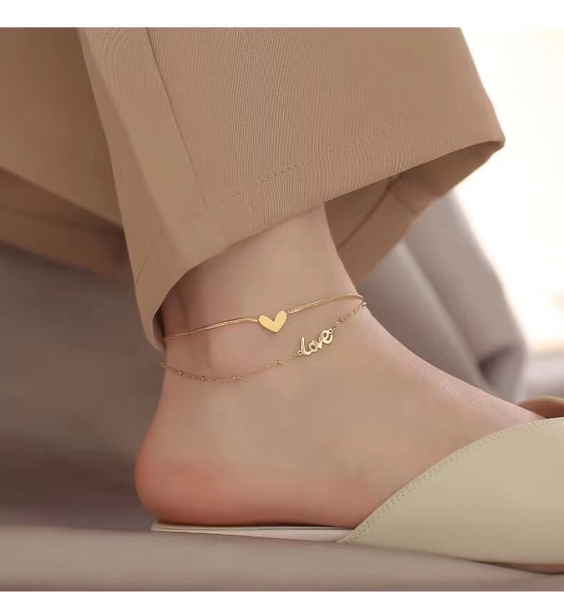 HEART LAYERED ANKLET - STAY FANCY