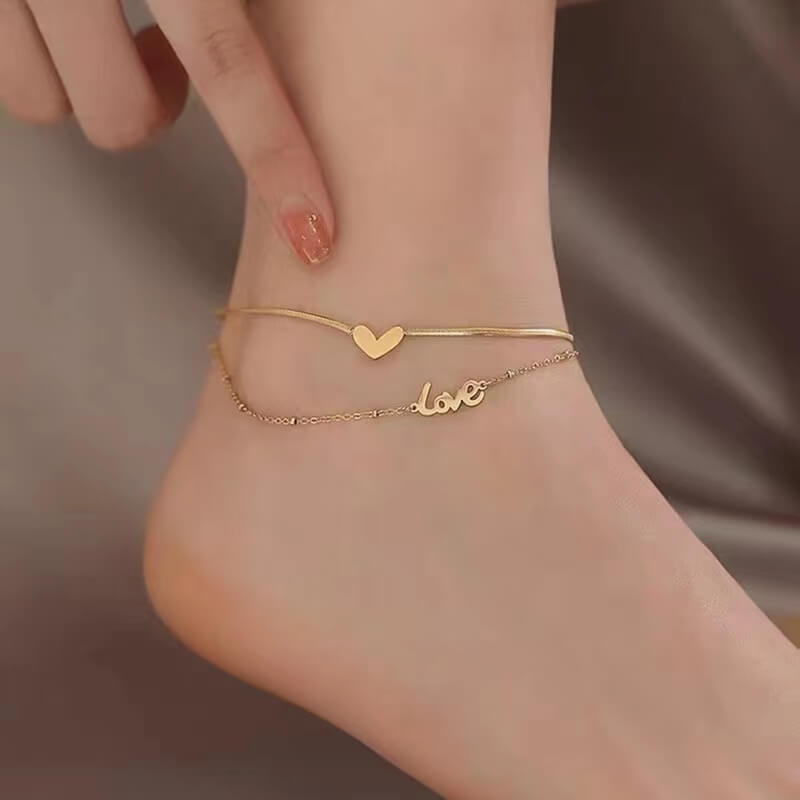 HEART LAYERED ANKLET - STAY FANCY