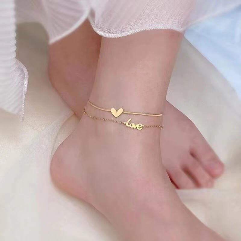 HEART LAYERED ANKLET - STAY FANCY