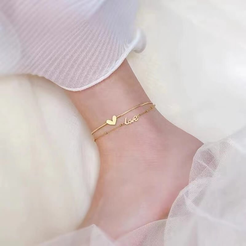 HEART LAYERED ANKLET - STAY FANCY