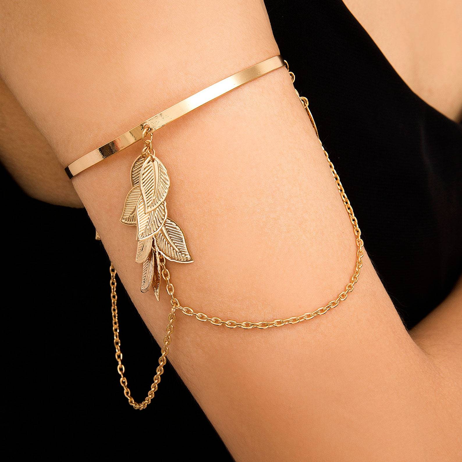 LAYERED LEAF ARM CUFF - STAY FANCY