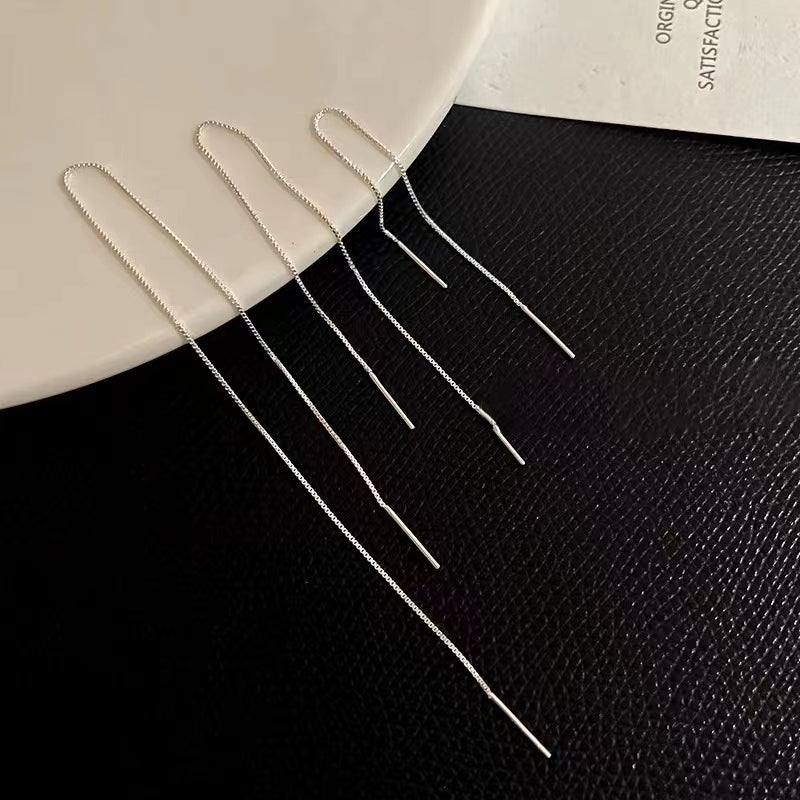 LONG THREADER EARRINGS (S925 SILVER) - STAY FANCY