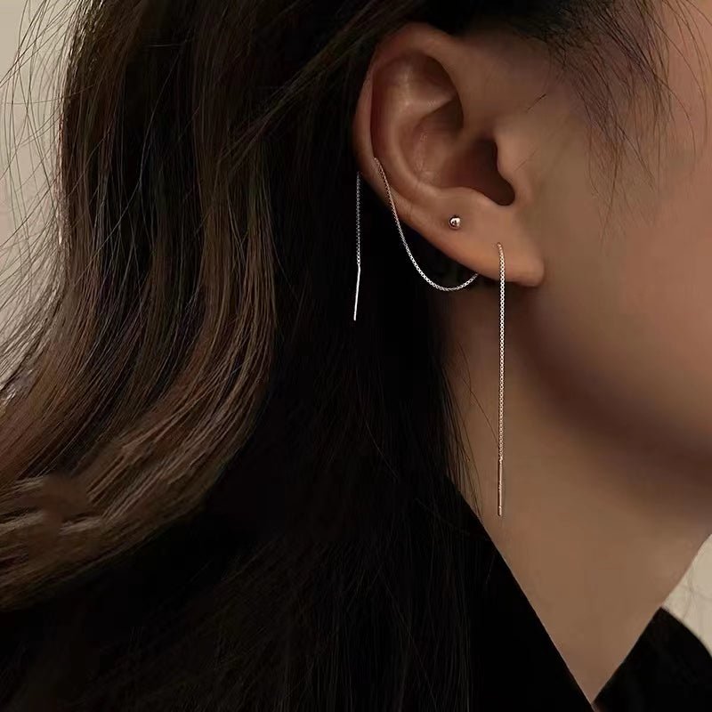 LONG THREADER EARRINGS (S925 SILVER) - STAY FANCY