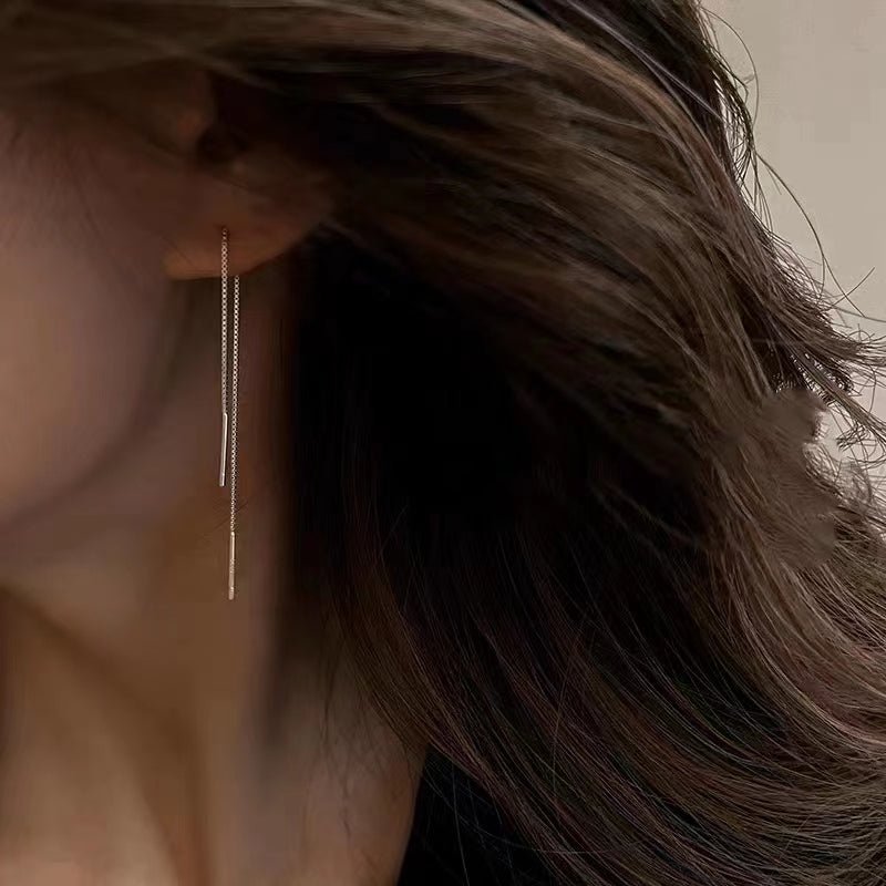 LONG THREADER EARRINGS (S925 SILVER) - STAY FANCY
