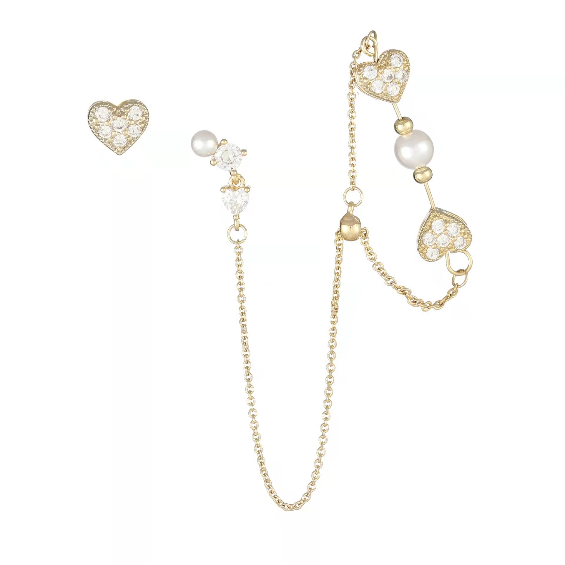 LOVELY PEARL HEART CHAIN EAR CUFF - STAY FANCY