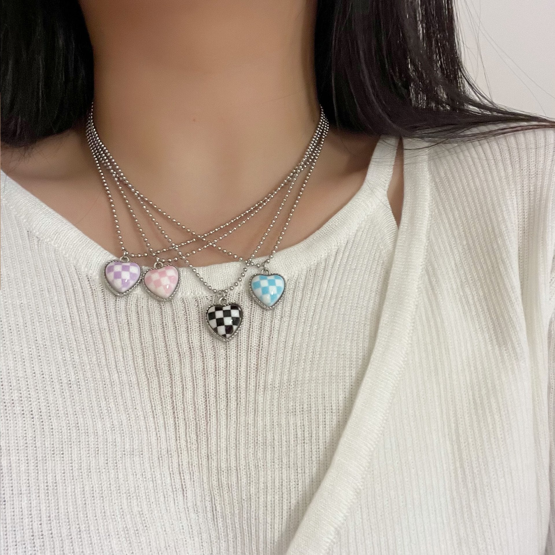 PLAID HEART NECKLACE - STAY FANCY