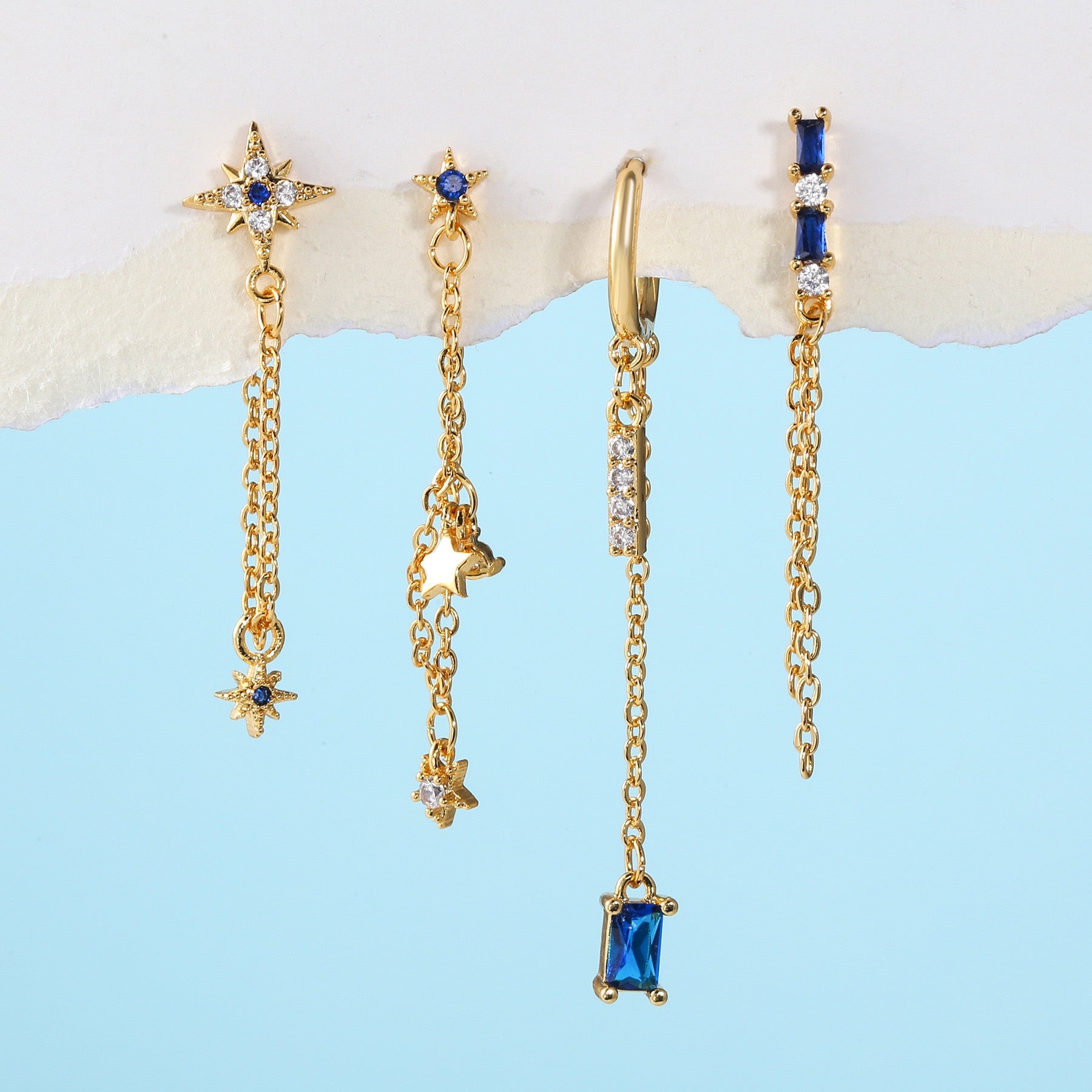 ROYAL BLUE GEM EARRING SET - STAY FANCY