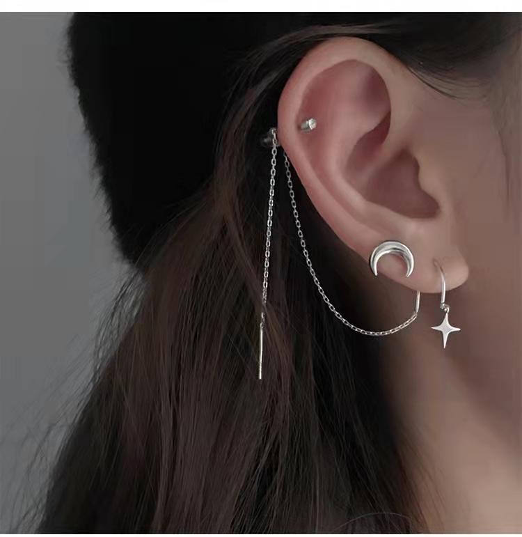 SHOOTING STAR THREADER EARRINGS (S925 SILVER) - STAY FANCY