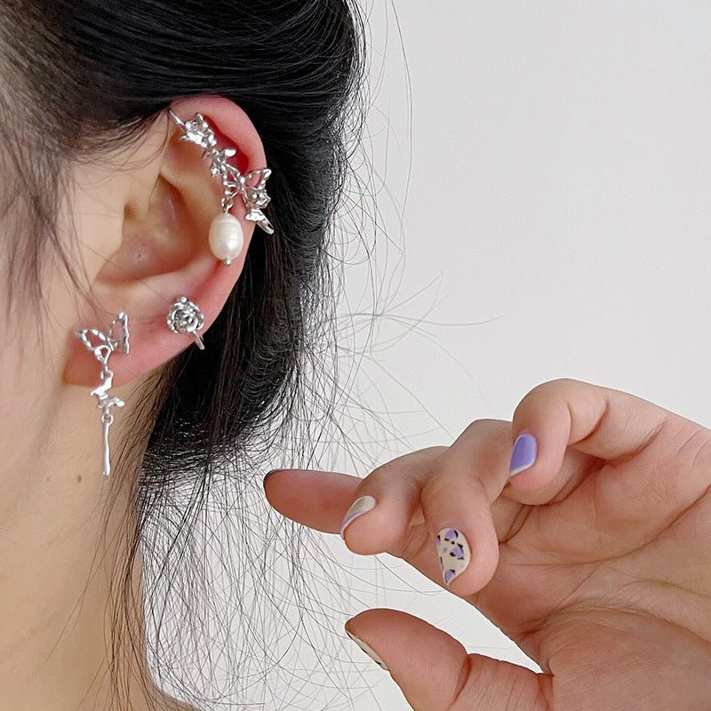 SILVER BUTTERFLY EAR CUFF SET - STAY FANCY