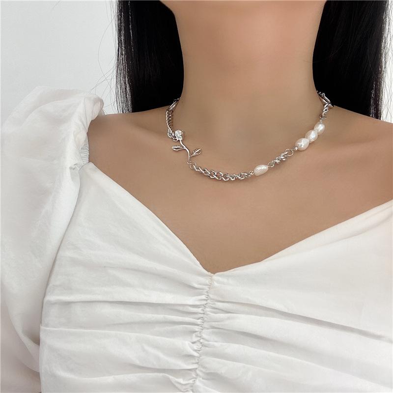 SILVER ROSE NECKLACE - STAY FANCY