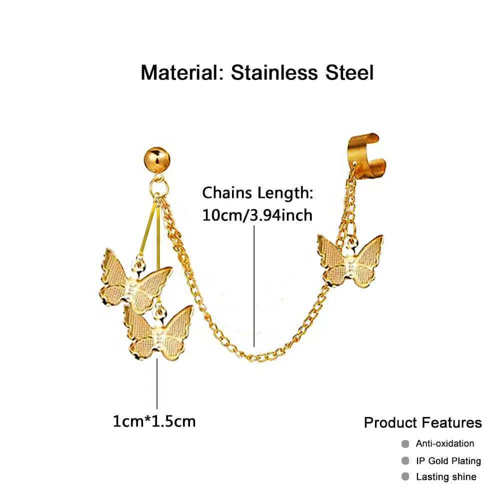 STAINLESS BUTTERFLY EAR CUFF - STAY FANCY