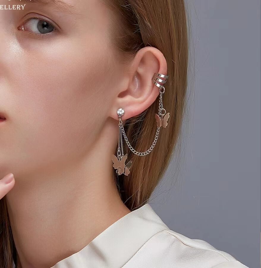 STAINLESS BUTTERFLY EAR CUFF - STAY FANCY