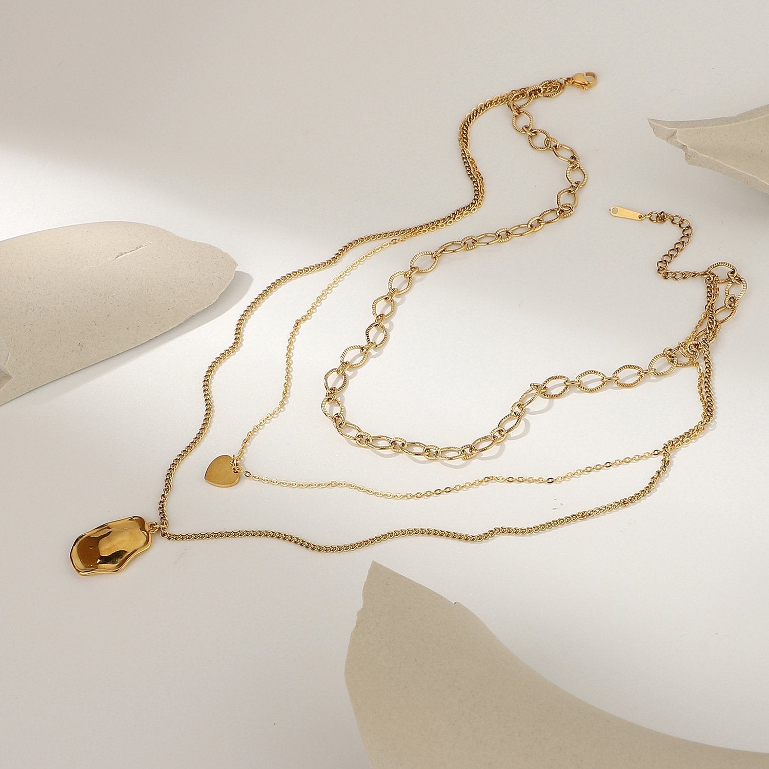 STAINLESS GOLD LAYERED NECKLACE - STAY FANCY