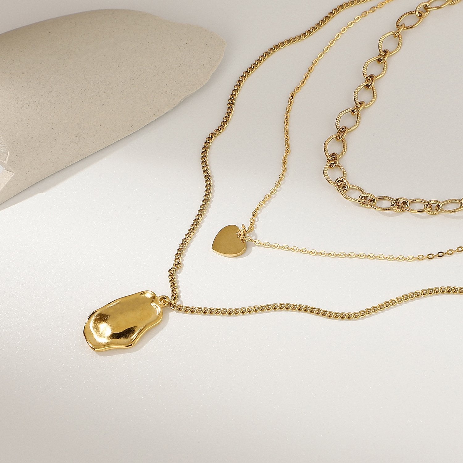 STAINLESS GOLD LAYERED NECKLACE - STAY FANCY
