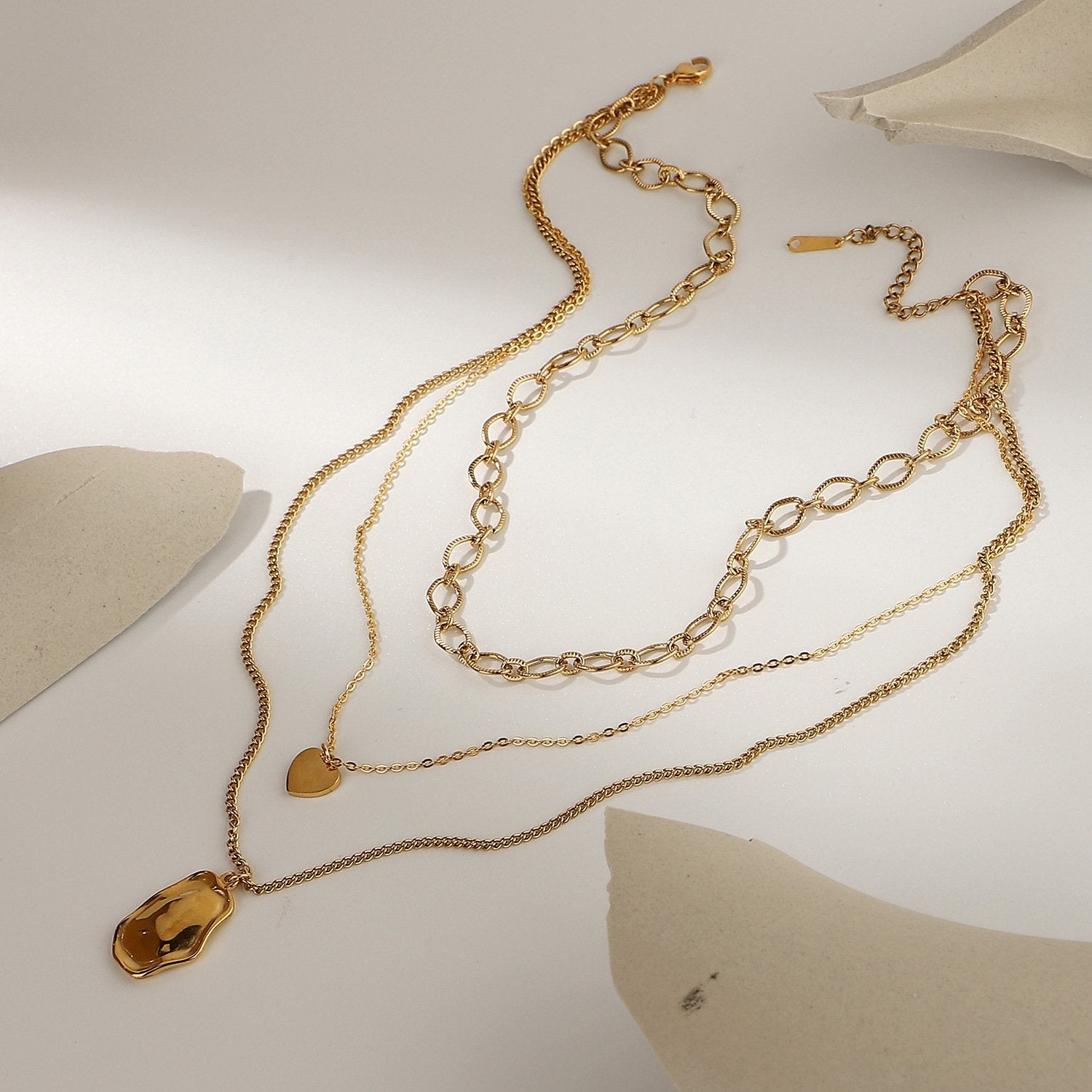 STAINLESS GOLD LAYERED NECKLACE - STAY FANCY