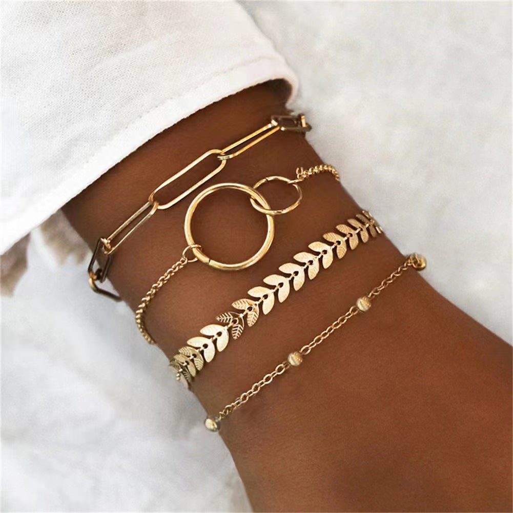 STAINLESS LEAF BRACELET SET - STAY FANCY